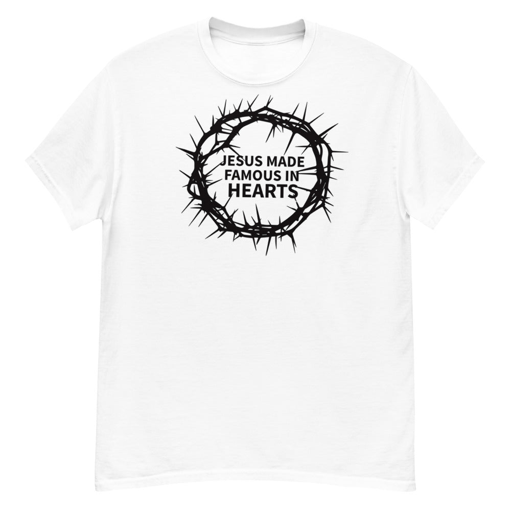 Jesus made famous in hearts Men's heavyweight tee