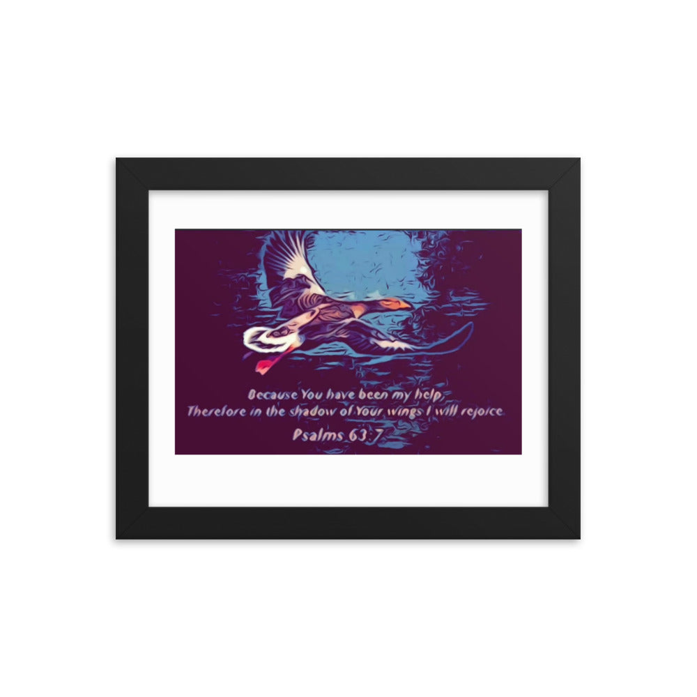 Psalms 63:7 Framed photo paper poster